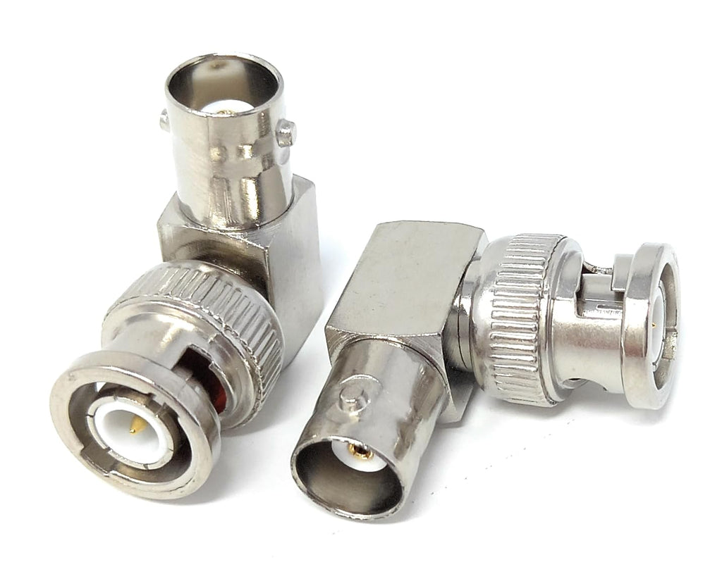 DRUT BNC Male to Female Socket to Plug Right Angled Adapter for CCTV Camera Cable Lead