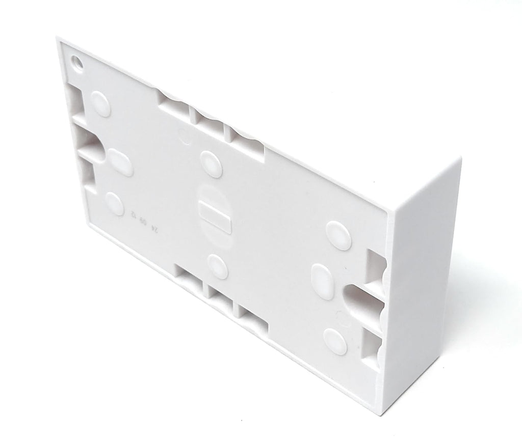 2 Gang Surface Mount Back Box – White Pattress 147mm x 86mm x 32mm, Durable Electrical & Network Faceplate Mounting Box