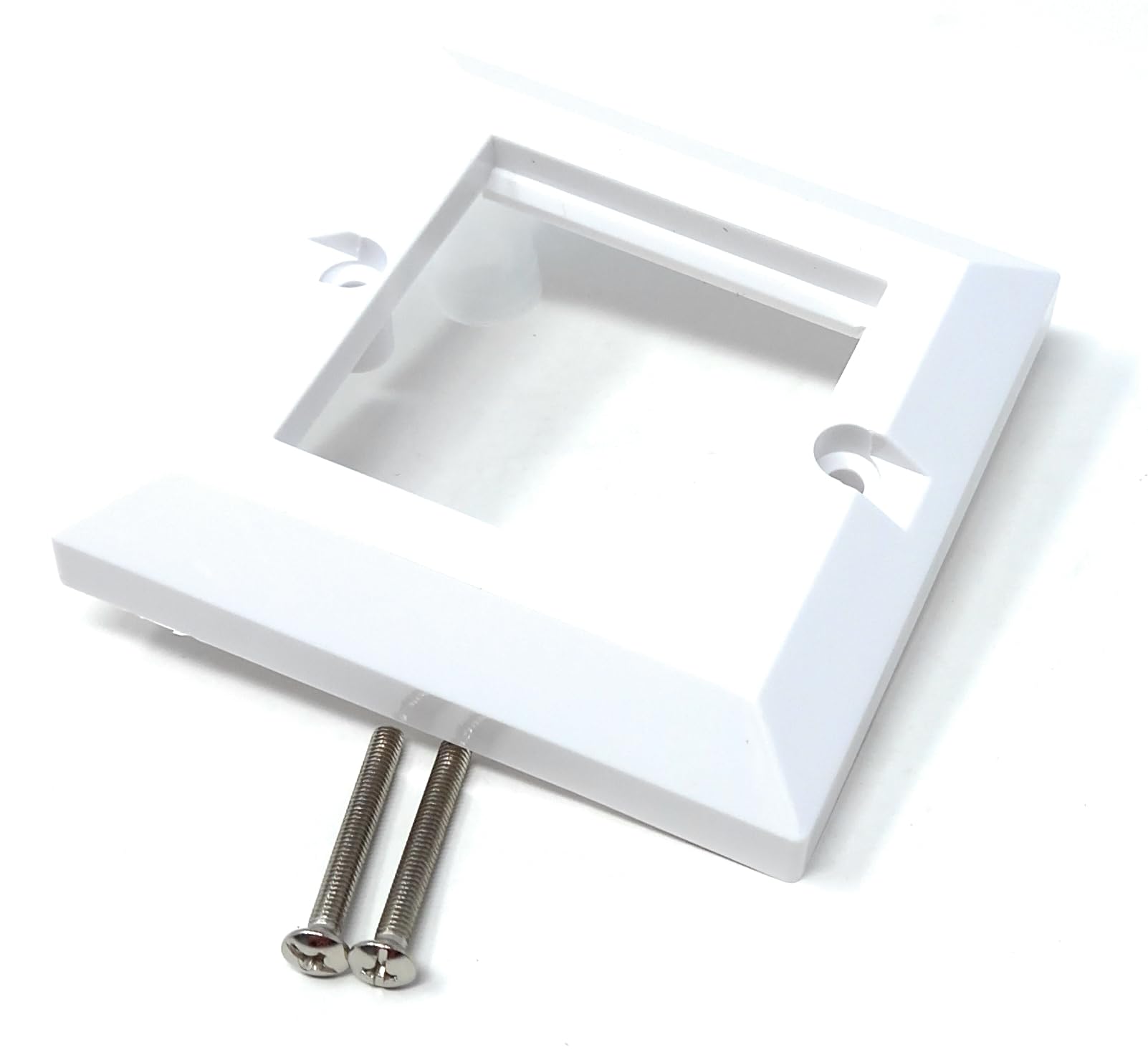 Single Gang White Wall Plate Faceplate Frame 85mm x 85mm for 2 x Euro Modules, Screws Included