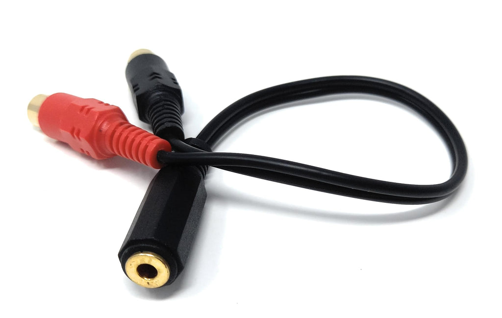 DRUT 3.5mm Stereo Jack Socket to 2 x Phono RCA Sockets Gold Adapter Short Cable Lead