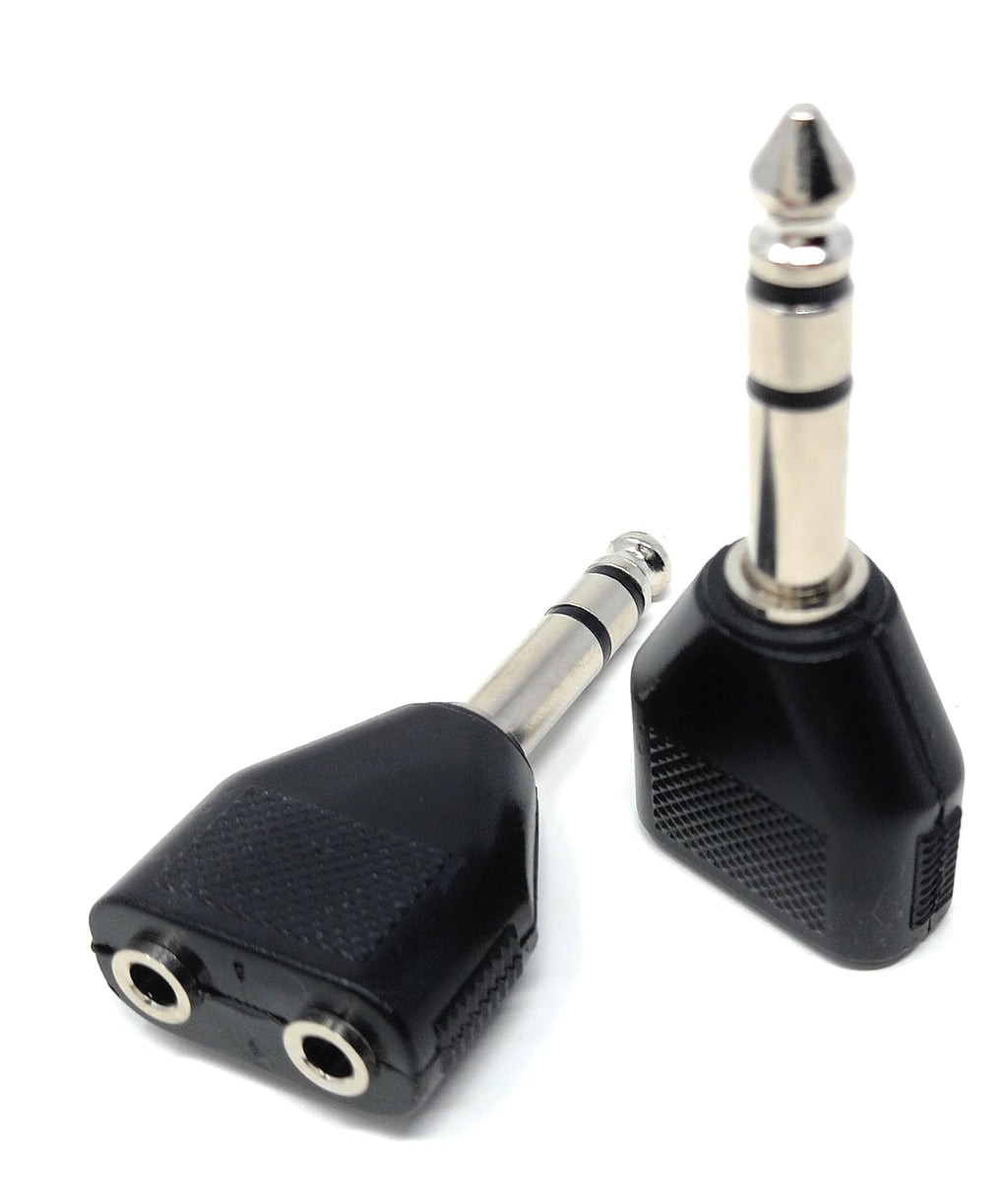 DRUT 2 x 3.5mm Mono Jack Sockets to 1 x 6.35mm Stereo Jack Plug Y Splitter Audio Adapter