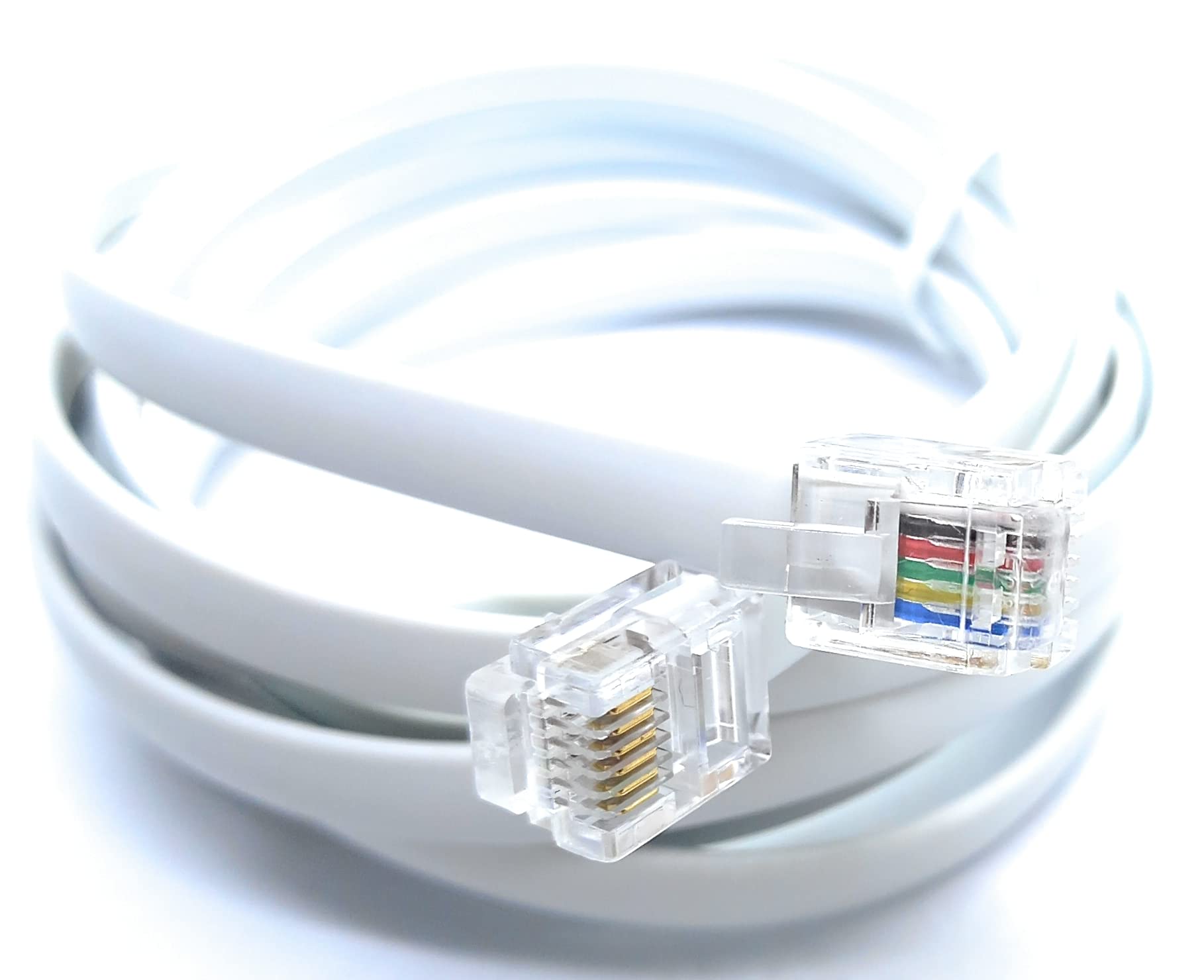 DRUT FLAT RJ12 to RJ12 6P6C Cable Lead Plug to Plug (RJ11 with 6 pin Wire)