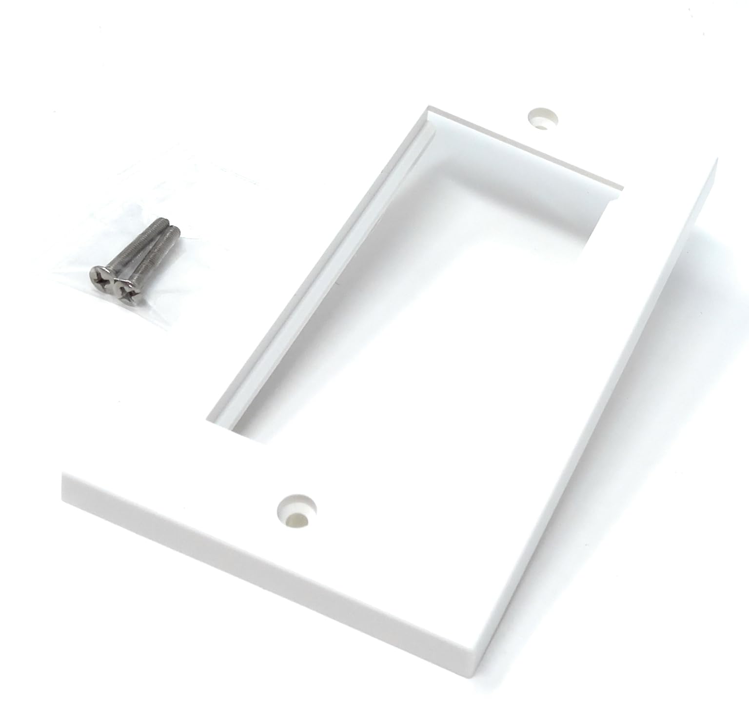 Double Gang White Wall Plate Faceplate Frame 146mm x 86mm for 4 x Euro Modules, Screws Included