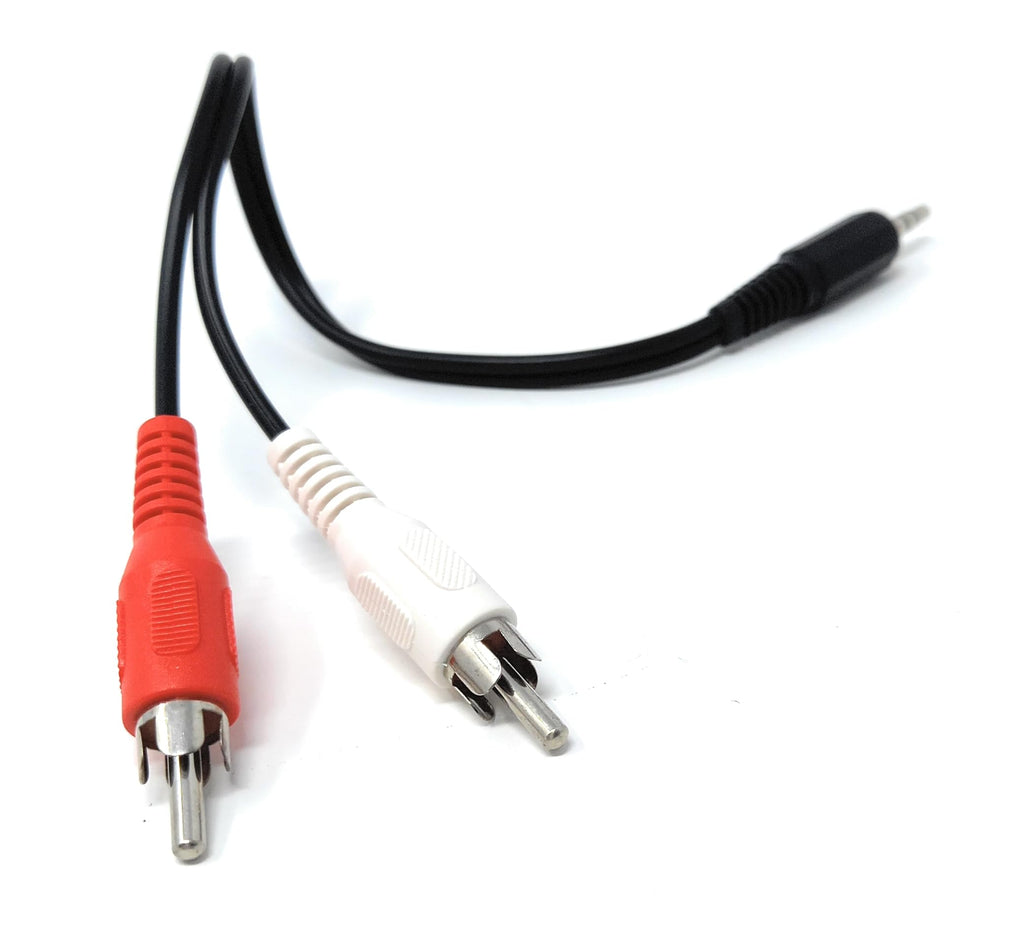DRUT 3.5mm Stereo AUX Jack to 2 x RCA Phono Stereo Audio Cable Lead, Nickel Connectors