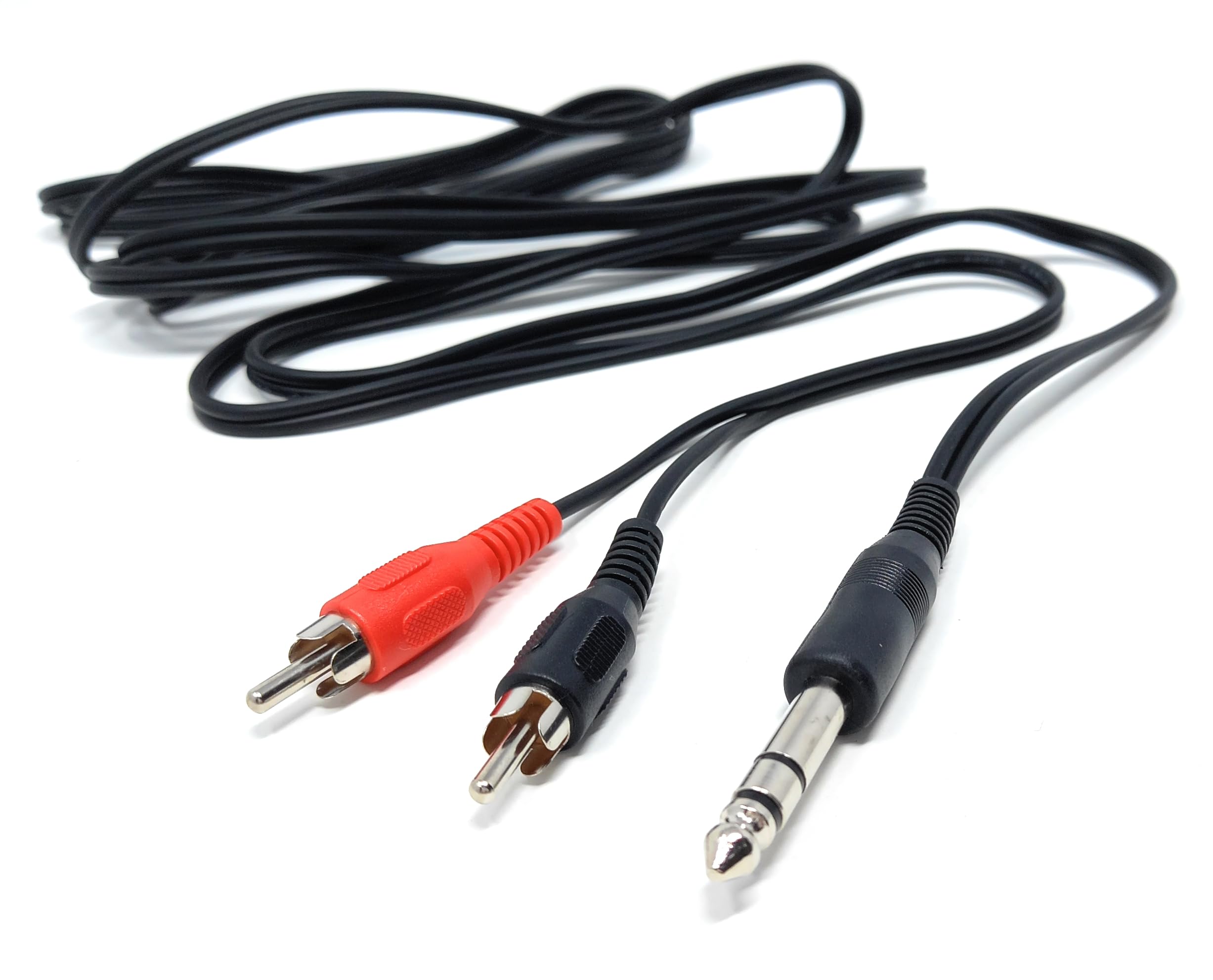 DRUT 6.35mm Stereo Jack to 2 x RCA Phono Plugs Stereo Cable, TRS to RCA Audio, 1/4'' Jack to 2 RCA Male Y Splitter Lead
