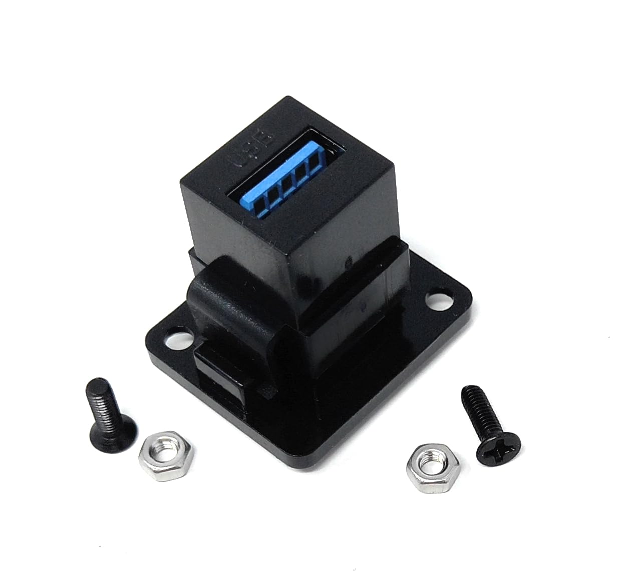 DRUT USB 3.0 D-Series Panel Mount Adapter – Socket-to-Socket Connector for 5Gbps High-Speed USB Data Transfer, Black, Screws Included