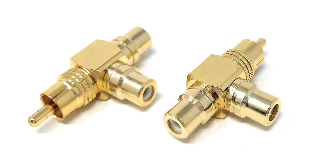 DRUT RCA 2 Way Stackable 1 Male to 2 Female Audio/Video Adapter