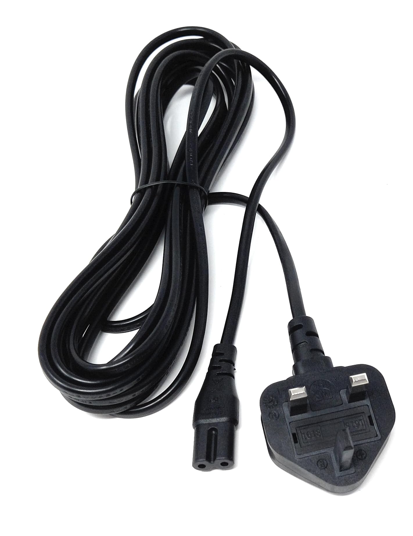 UK Power Cable 3A Fused Plug to C7 Figure-8 Lead – Compatible with PS5, PS4, Xbox, Laptops, Smart TVs, DVD Players, and Chargers