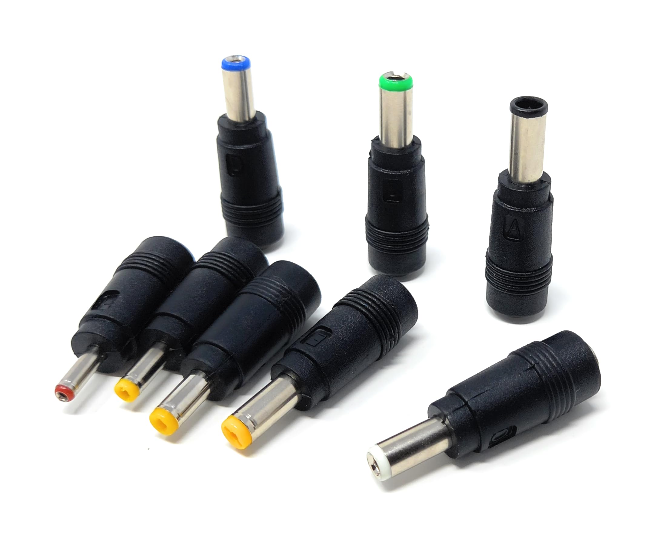 DRUT 5.5 x 2.1mm DC Power Socket to Multi Adapters Plugs 3.5 x 1.35mm, 4.0 x 1.7mm, 4.8 x 1.7mm, 5.5 x 1.7mm, 5.5 x 2.1mm, 5.5 x 2.5mm, 6.3 x 3.0mm, 6.0 x 4.4mm, 8 pcs. Pack