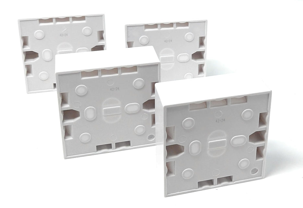 1-Gang Surface Mount Pattress Back Box – 32mm Depth, 85mm x 85mm, White – Ideal for Electrical Socket & Switch Installations