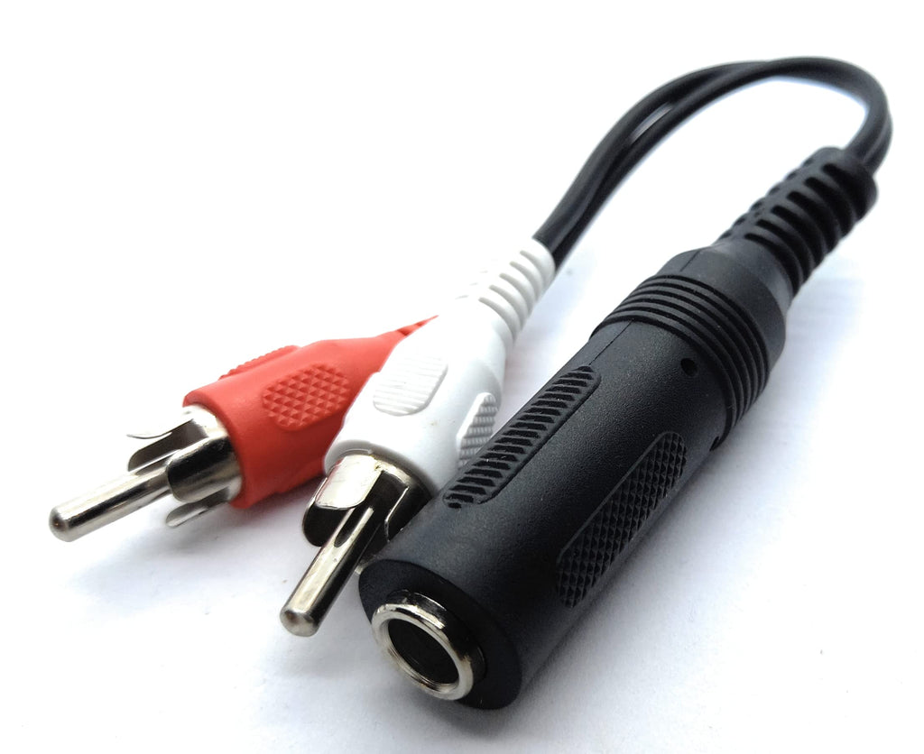 DRUT 6.35mm Stereo Jack Socket to Twin RCA Phono Plugs Adapter Cable Extension