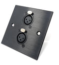 Brushed Aluminium Twin 3-Pin XLR Female Sockets D-Series Outlet Wall Faceplate – Durable Metal Plate for Audio, Amplifier, Microphone, Mixer, and Speaker Connections