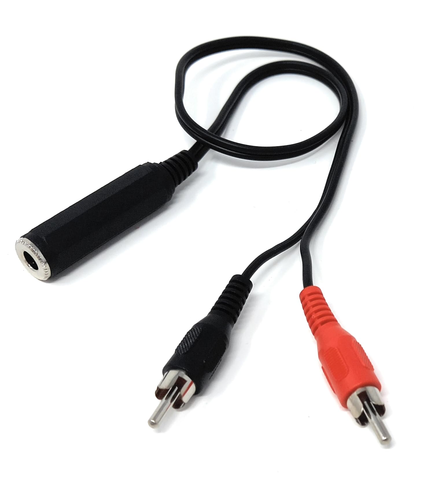 DRUT 50cm 6.35mm Stereo Jack Socket to Twin RCA Phono Plug Cable, 1/4 Inch TRS Female to 2 RCA Male Audio Splitter Adapter Lead for Mixer, Amplifier, HiFi, Speaker & Recording Equipment