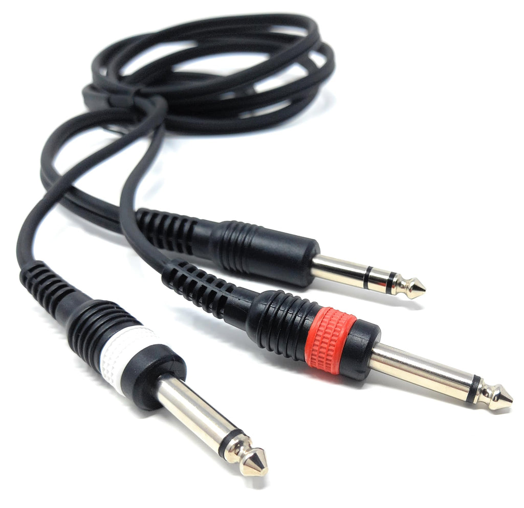 DRUT 6.35mm Stereo Jack to Twin 6.35mm Mono Jacks Male to Male TRS Cable