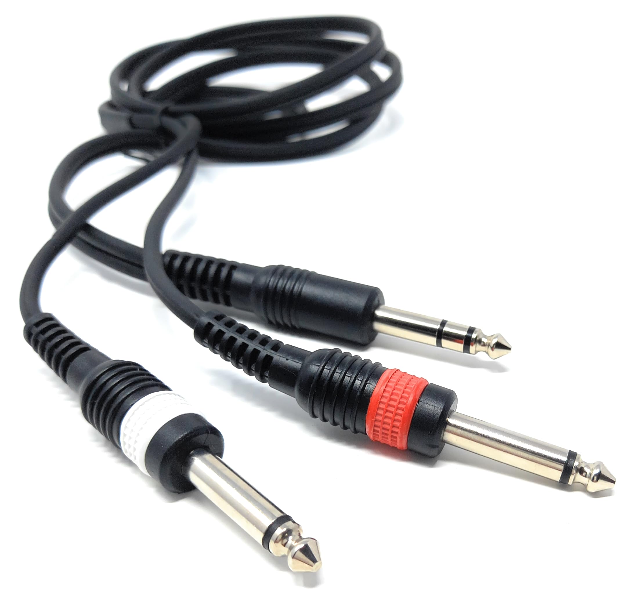 DRUT 6.35mm Stereo Jack to Twin 6.35mm Mono Jacks Male to Male TRS Cable