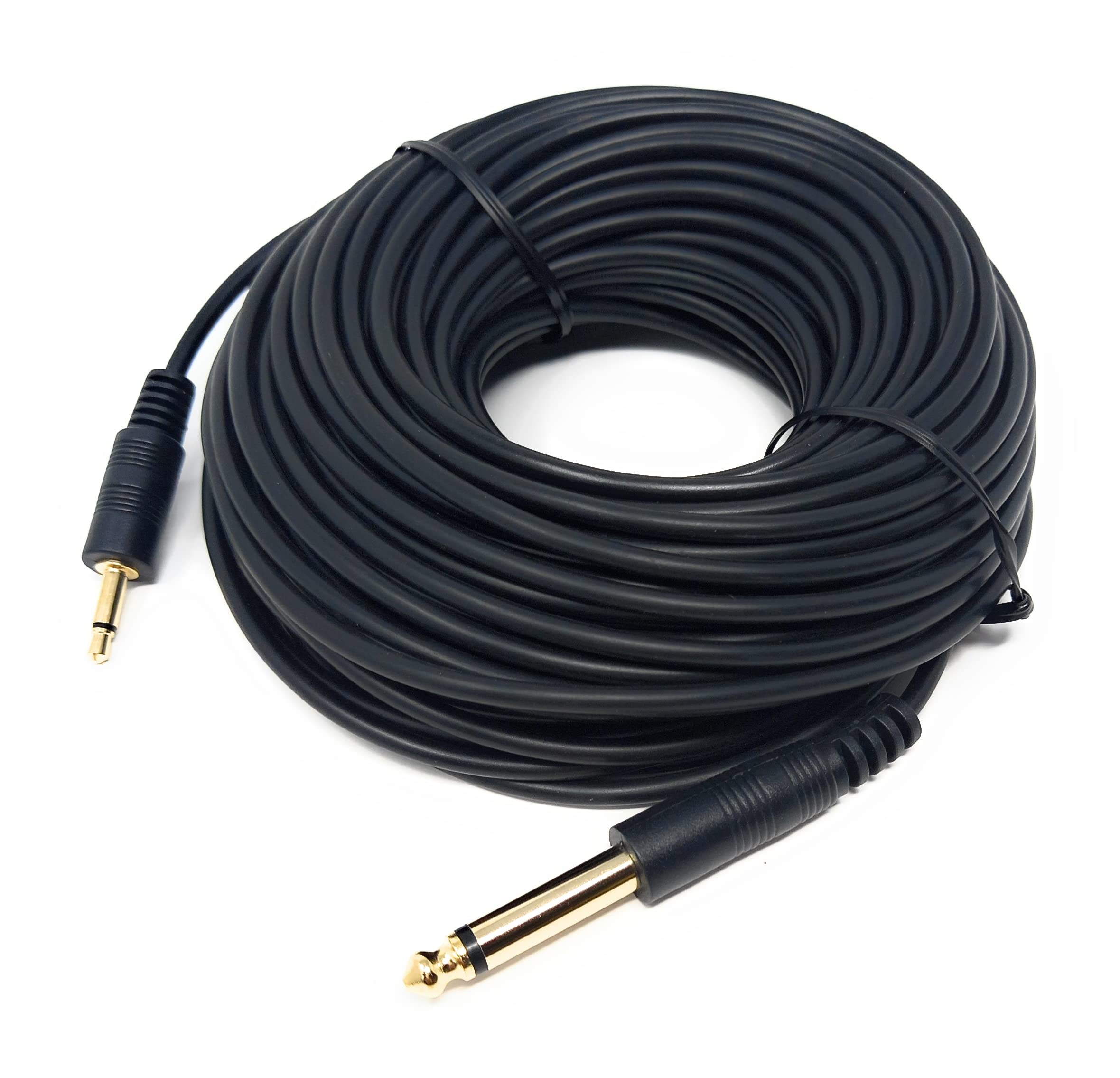 DRUT 3.5mm MONO Jack to 6.35mm MONO Jack Plug Audio TS Coax Cable Lead, Male to Male Gold Flashed Ends