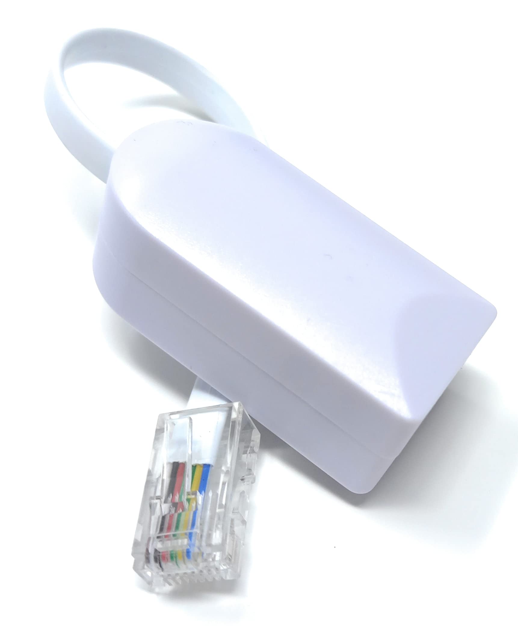 DRUT BT Socket to RJ45 Plug PABX (6P6C) Leaded Telephone Cable Adapter, White