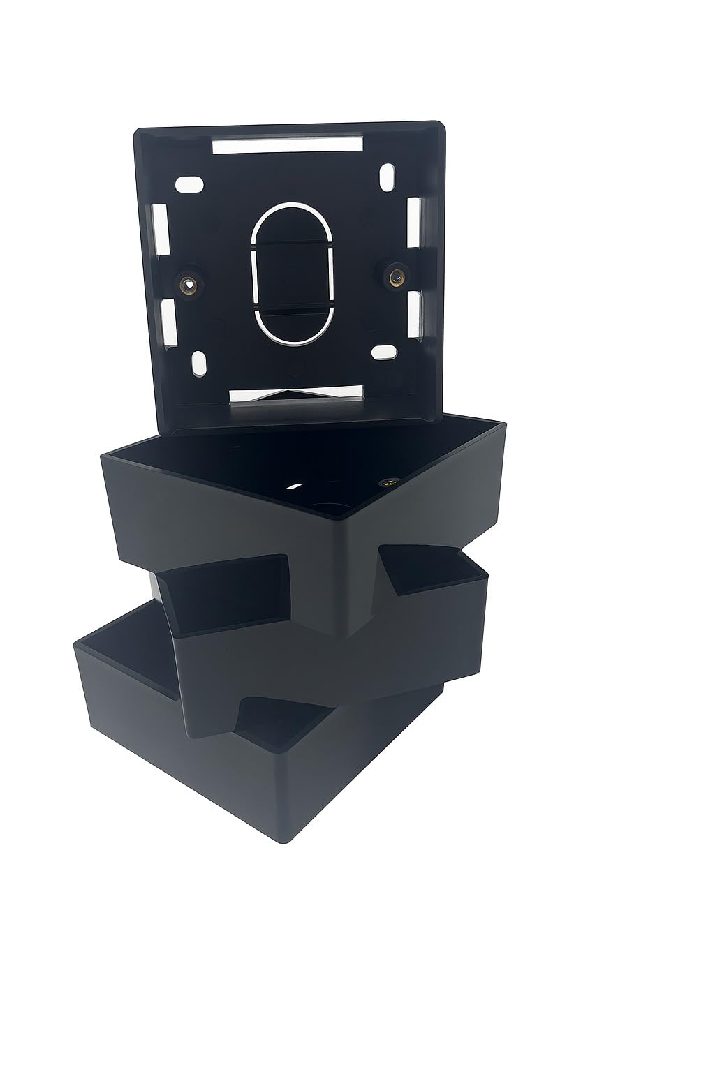 1-Gang Surface Mount Back Box – Black Pattress Box 86mm x 86mm x 32mm, Durable Wall-Mounted Electrical & Network Faceplate Housing