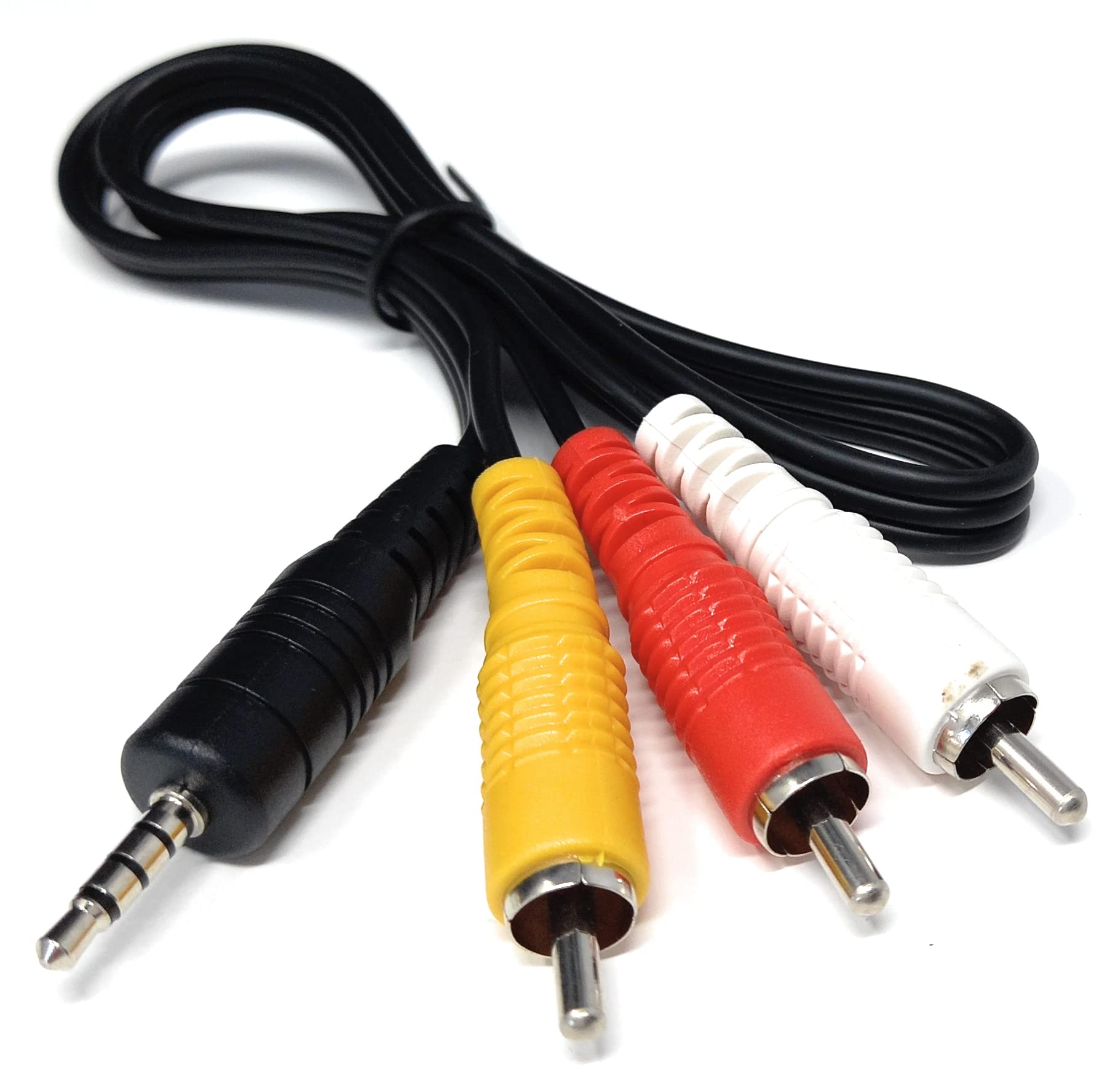 DRUT 3.5mm 4 Pole Jack Plug to 3 x RCA Phono Composite Audio Video AV AUX Lead Cable