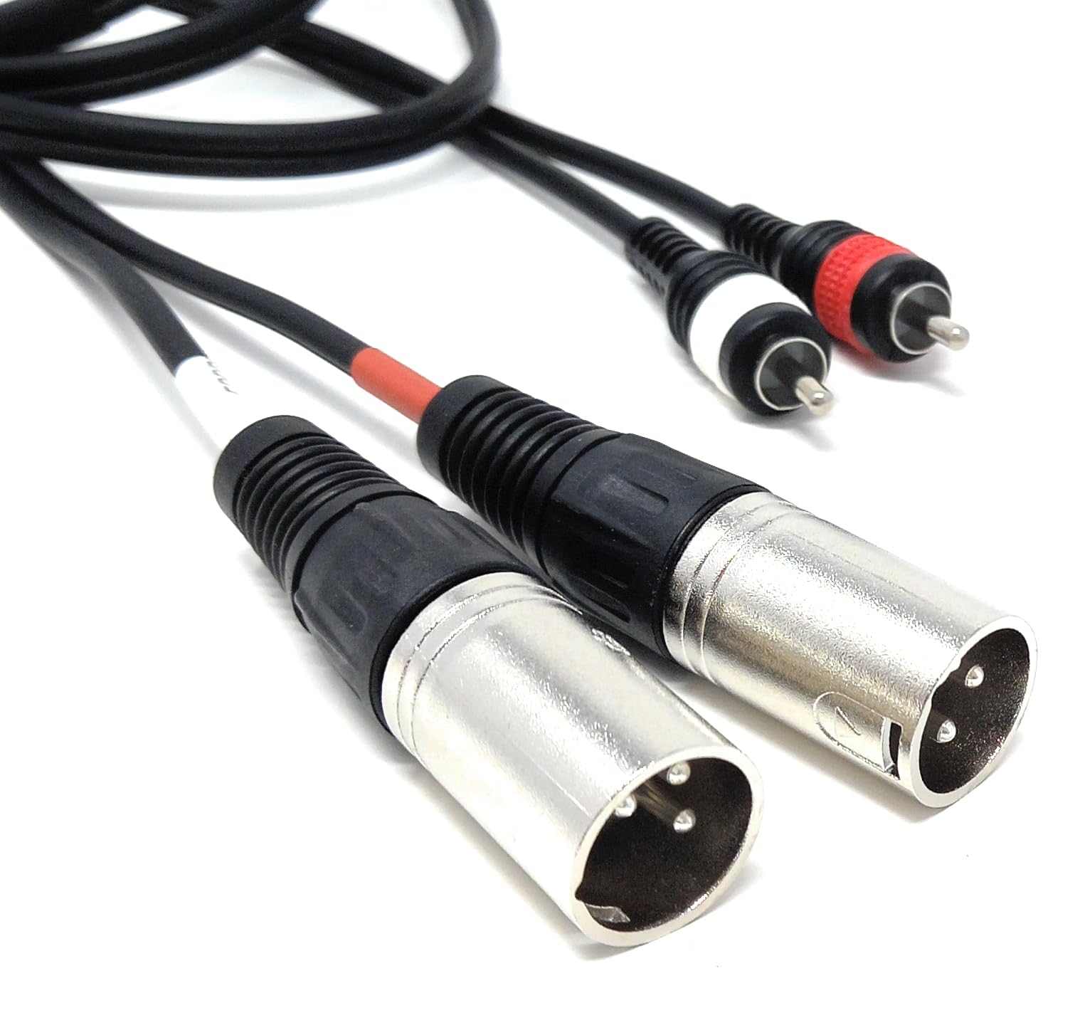 DRUT 2 x 3 Pin XLR to 2 x RCA Phono Male Cable 1.5m, Dual XLR Male to Twin Phono Male Audio Lead for Mixer, Amplifier, DJ Controller, HiFi, Speaker & Recording Equipment