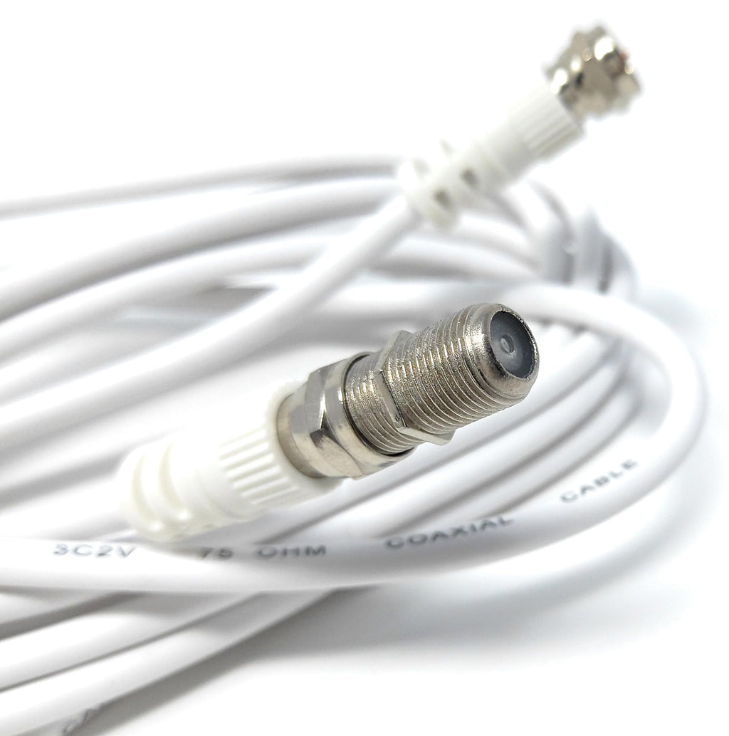 DRUT F-Type Connector TV RG6 Cable With (F-Type Female Coupler) Compatible With STB, Dish TV, Satellite, Antenna Coax Cable Lead