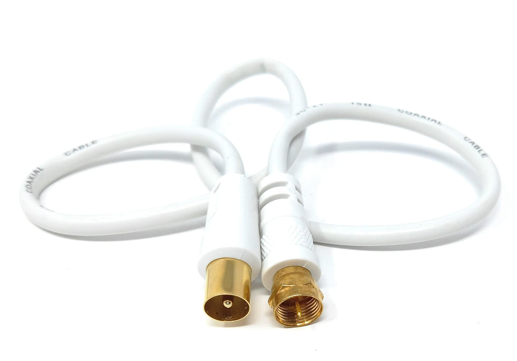 DRUT RF TV Aerial Male to F Type Connector Male Plug Coaxial Coax Cable, Lead, 75 Ohm, 3C-2V