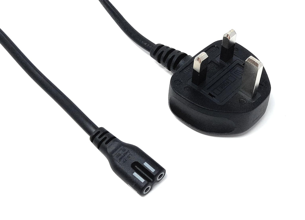 UK Power Cable 3A Fused Plug to C7 Figure-8 Lead – Compatible with PS5, PS4, Xbox, Laptops, Smart TVs, DVD Players, and Chargers