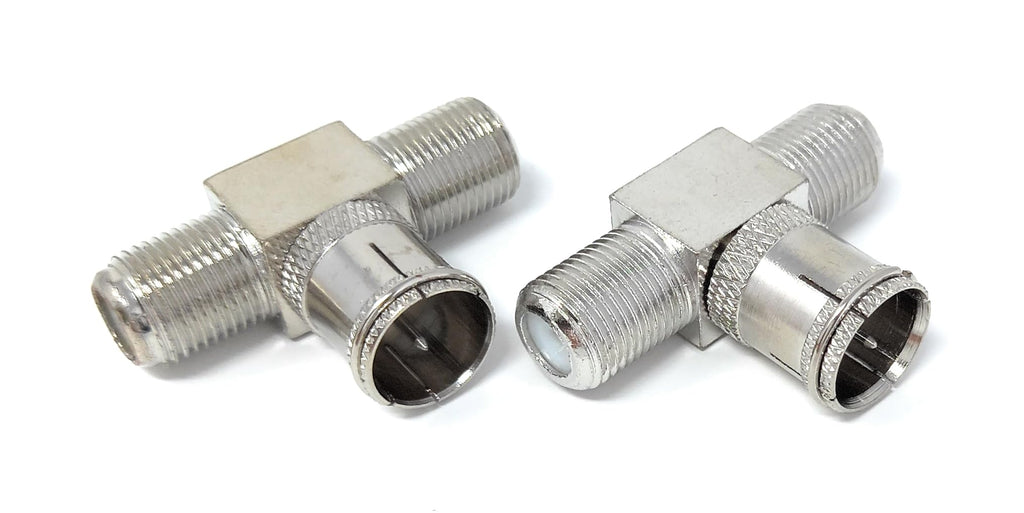 DRUT F Type Push On Male Plug to 2 x Female Screw on Sockets Adapter Antenna Cable Splitter