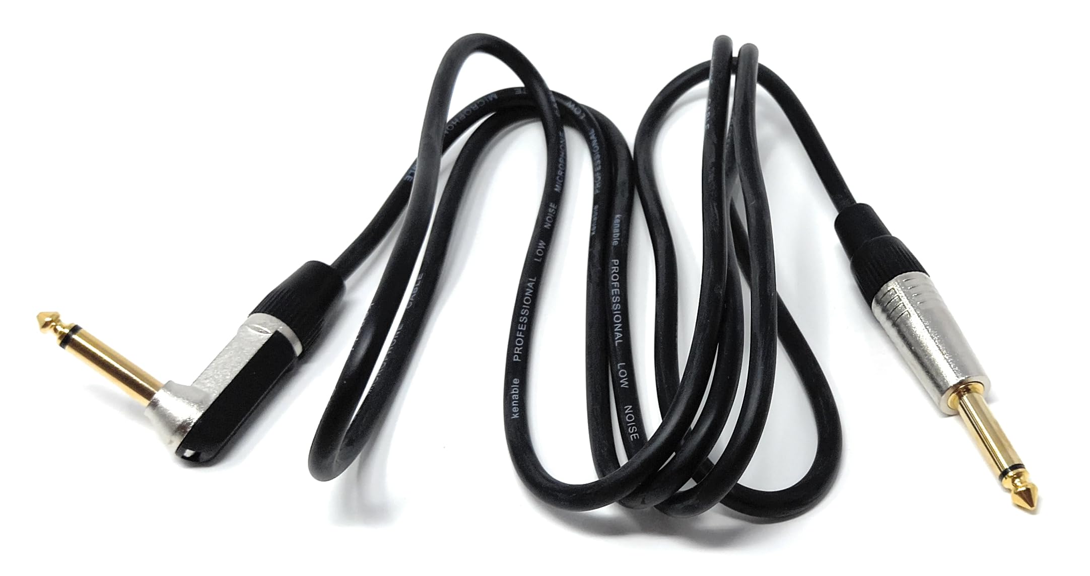 DRUT 6.35mm 1/4'' Right Angle MONO Male to Male Jack Cable Compatible with Guitar/Amp/Speaker Low Noise Lead Gold Connectors
