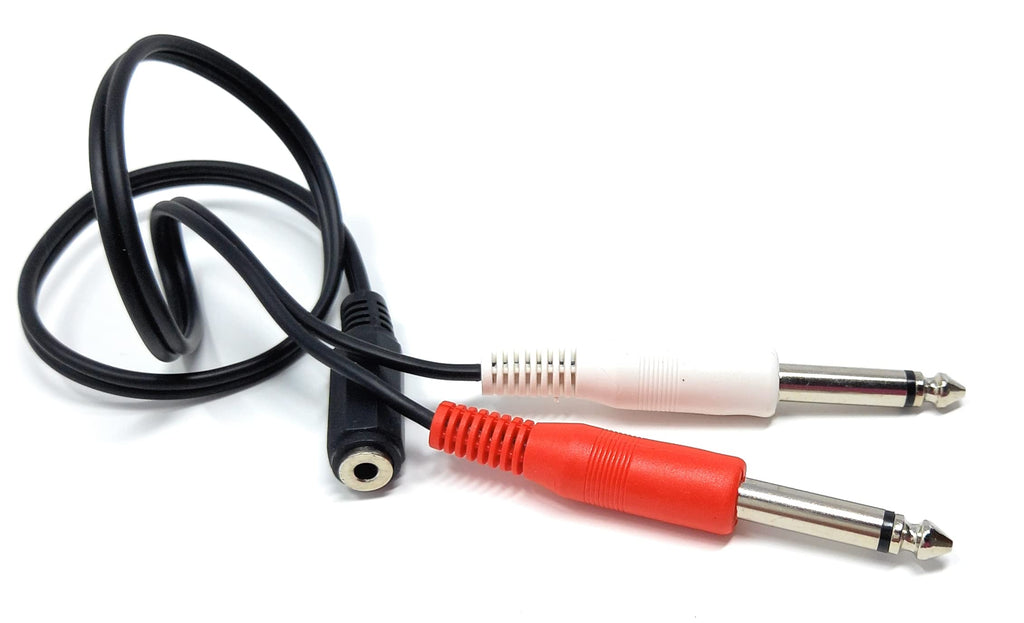 DRUT 6.35mm Stereo Socket to Twin 2 x 6.35mm Mono Jack Plugs Cable Adapter create description