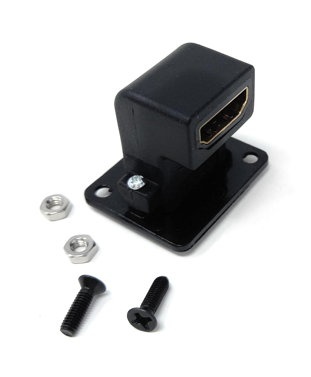 DRUT HDMI 2.0 D-Series Panel Mount Adapter – 4K Female to Female Feed-Through Connector, 90° Angled for Wall Plates, Racks, and Device Panels