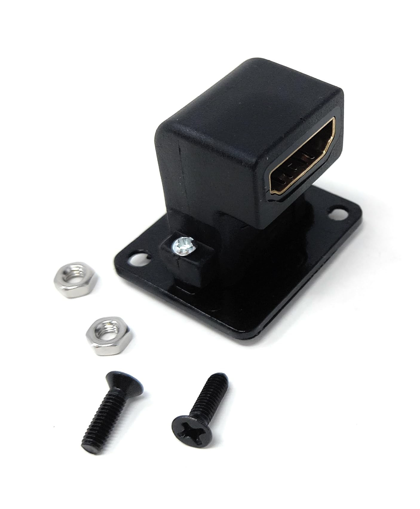 DRUT HDMI 2.0 D-Series Panel Mount Adapter – 4K Female to Female Feed-Through Connector, 90° Angled for Wall Plates, Racks, and Device Panels