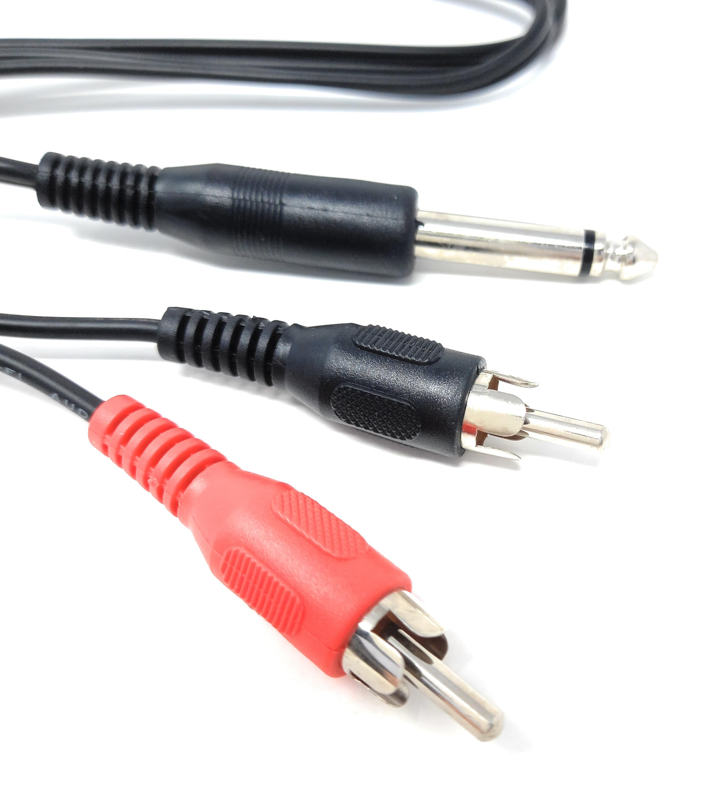 DRUT 6.35mm Mono TS Jack to 2 x RCA Phono Plug to Plug Lead, Audio Cable