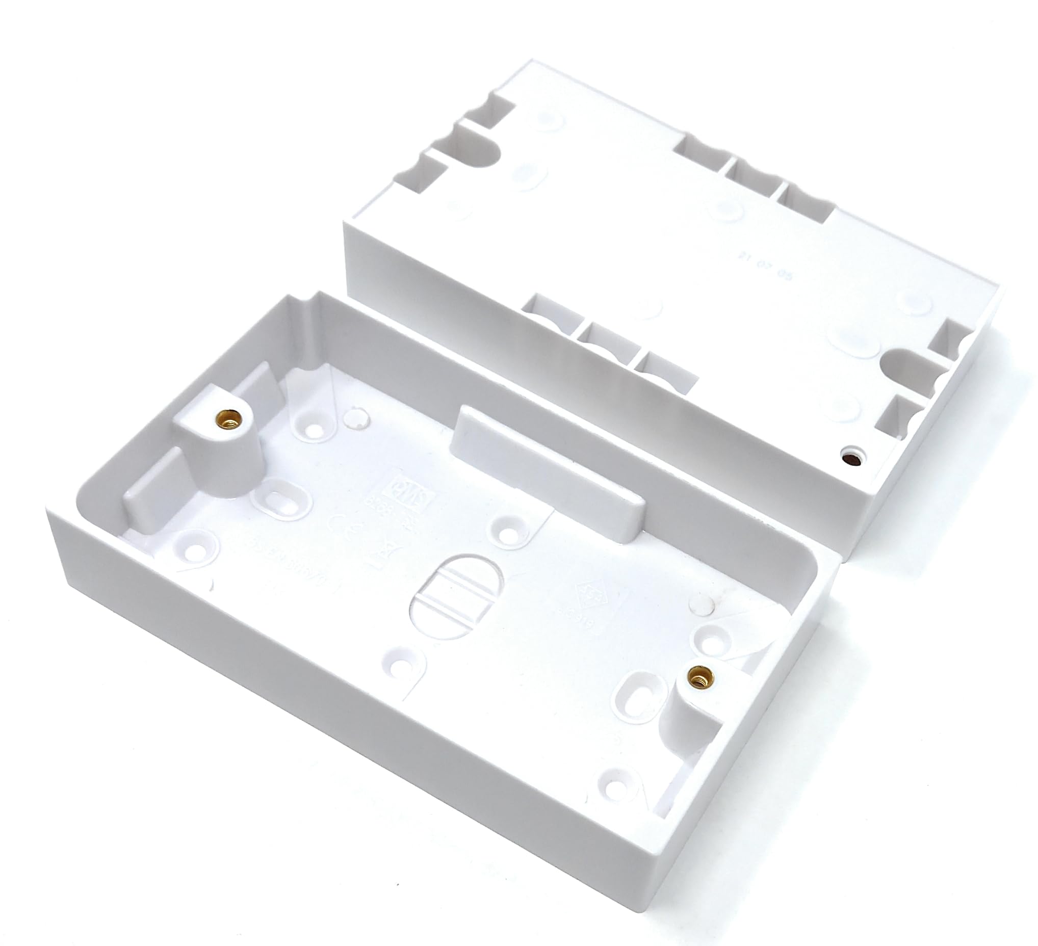 2 Gang Surface Mount Back Box Pattress Box, 145mm x 86mm x 25mm, White