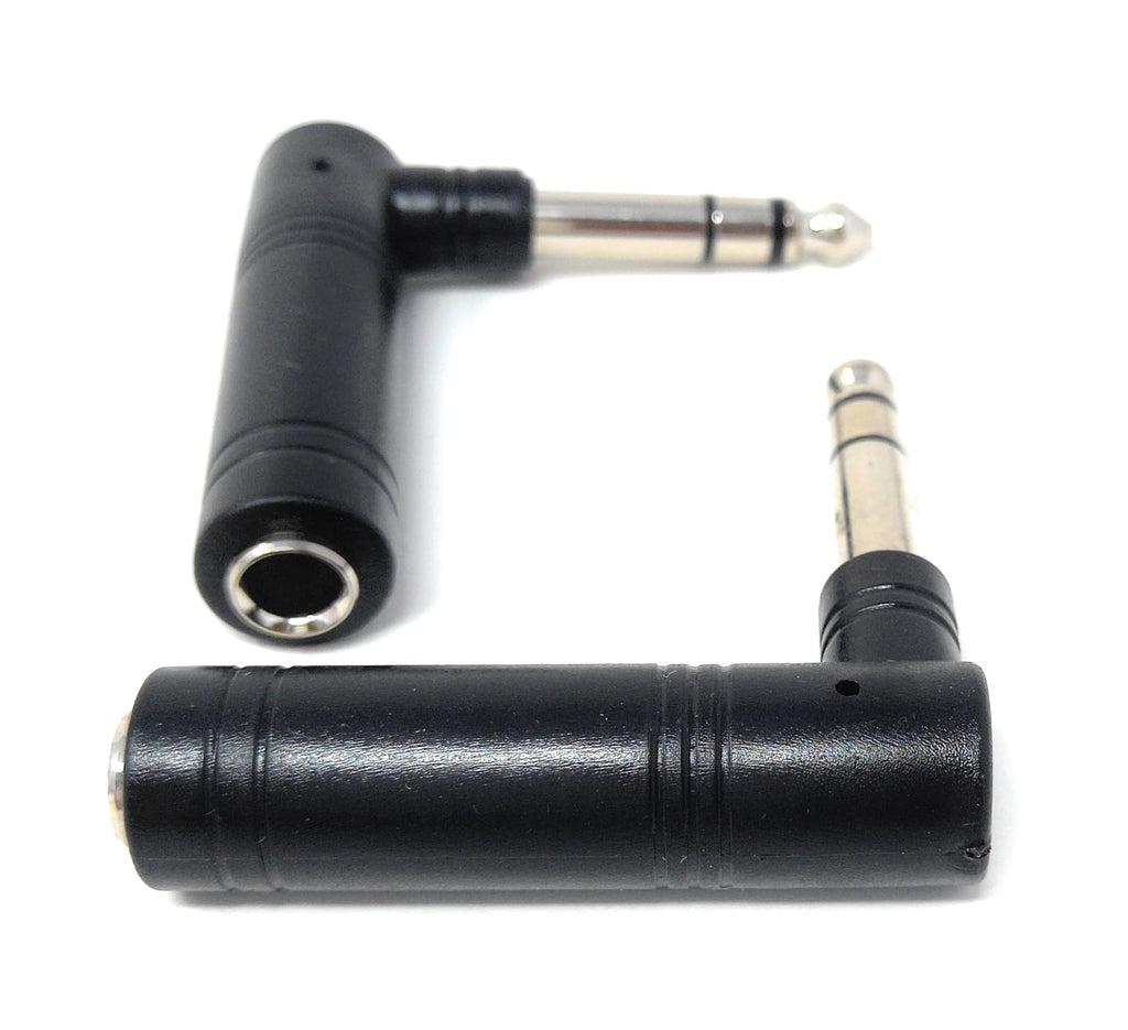 DRUT 6.35mm Right-Angle TRS Audio Adapter – Stereo Male to Female Jack Plug Connector, 1/4 Inch Angled Extension for Headphones, Amps, Mixers, Instruments