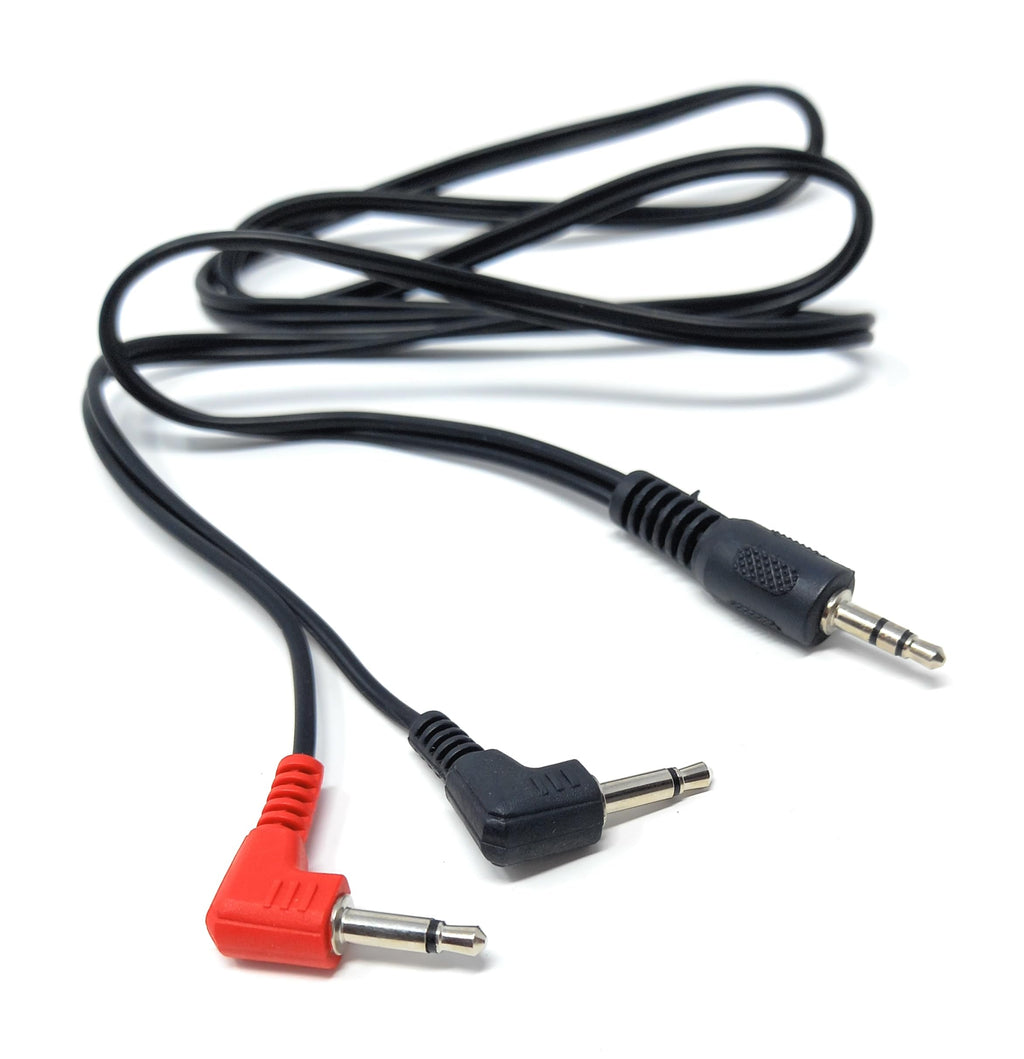 DRUT 1m 3.5mm Stereo Jack To 2 x 3.5mm Right Angled Mono Male Jack Plugs Audio Cable Lead