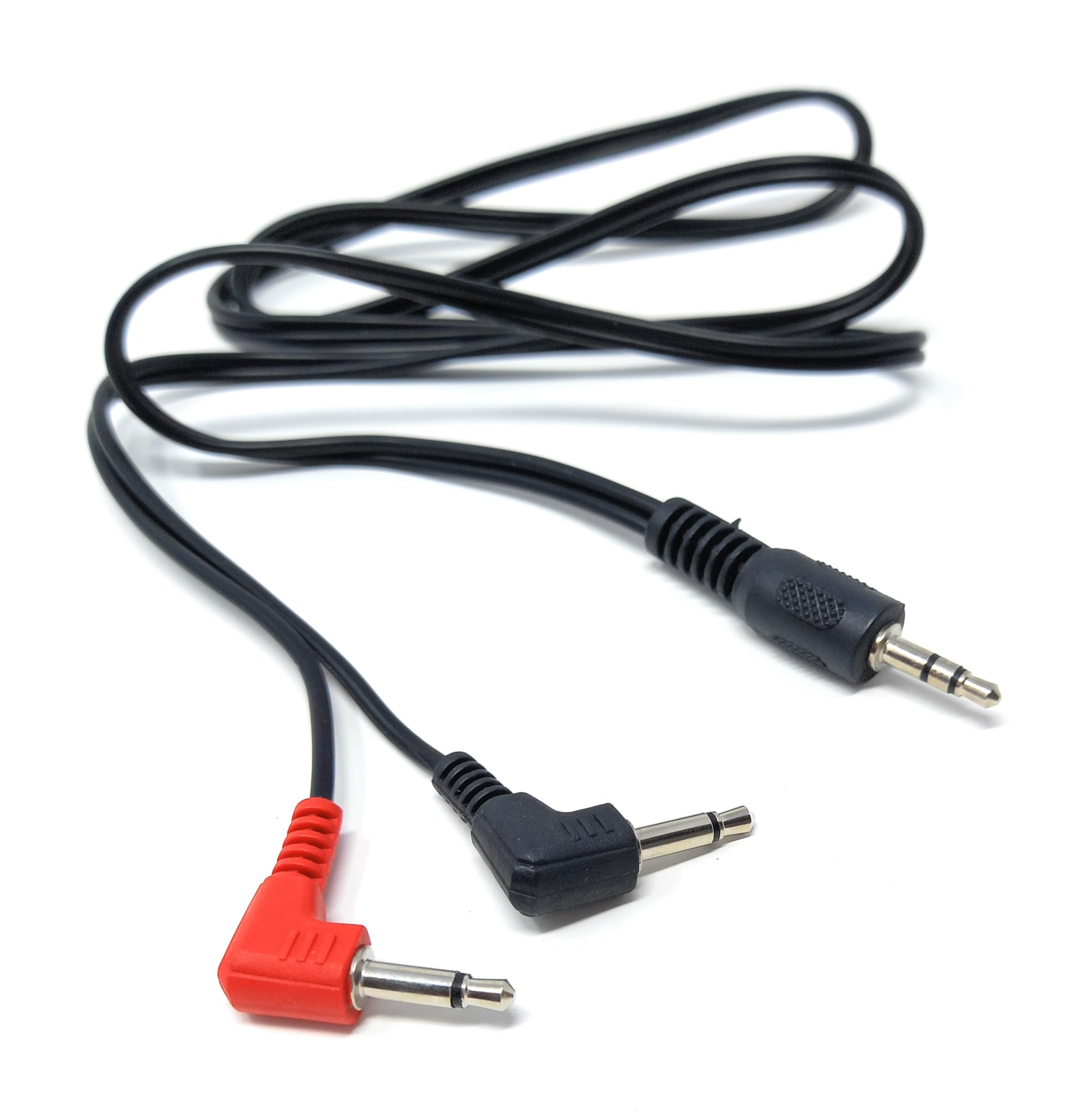 DRUT 1m 3.5mm Stereo Jack To 2 x 3.5mm Right Angled Mono Male Jack Plugs Audio Cable Lead