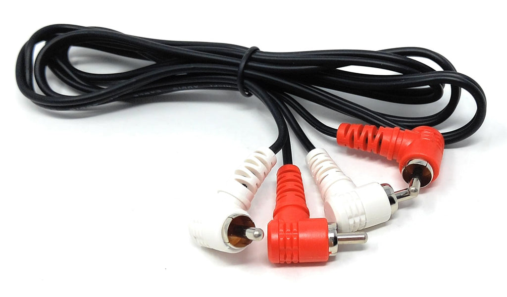 DRUT Twin 2 x RCA to RCA Right Angle Cable, Twin Phono Lead Splitter, for Audio, Speakers, Home Theater, Surround Sound, Turntable, Mixer