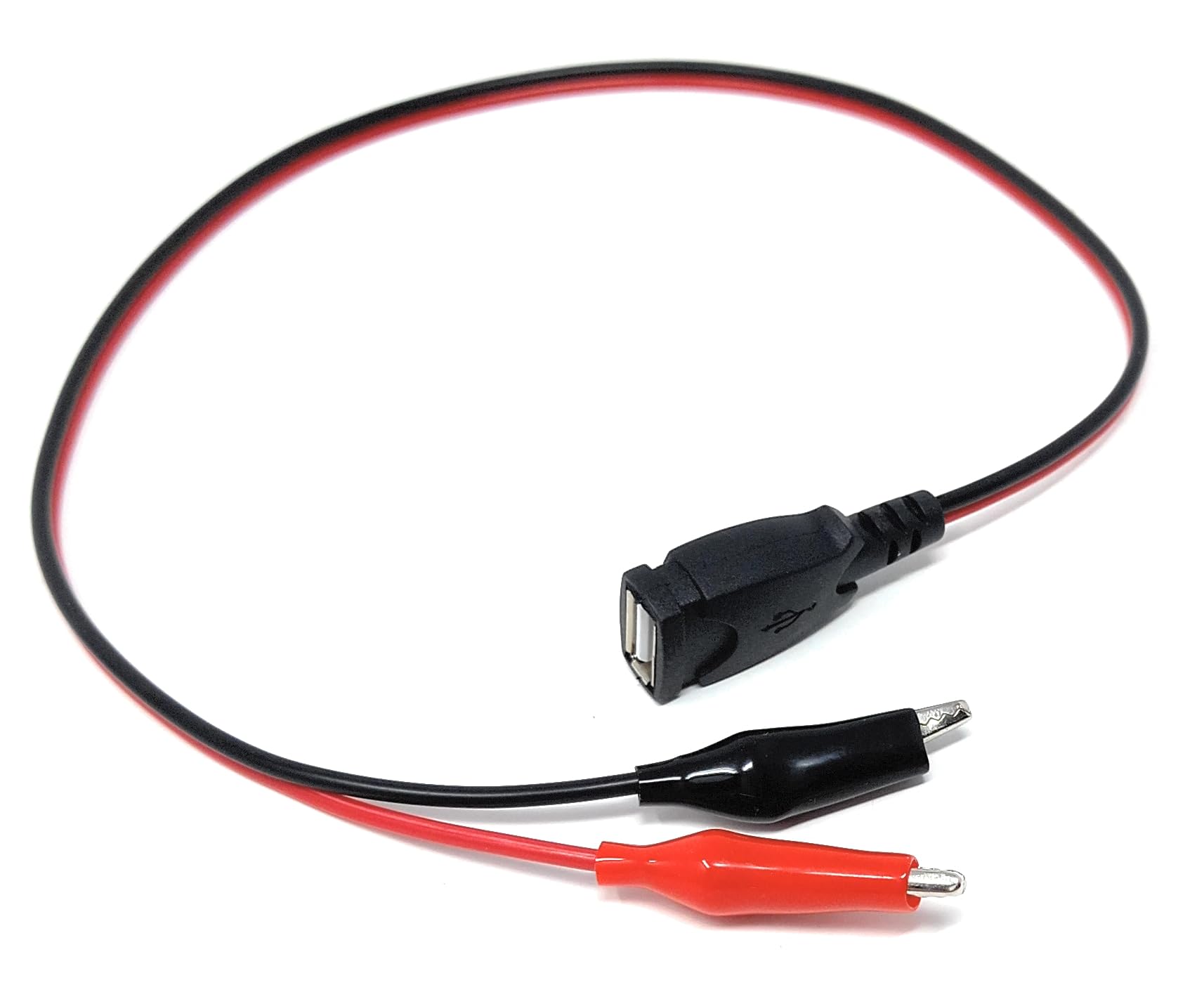 DRUT 50cm USB A Female Socket to Dual Crocodile Clip Power Connection Extension Test Cable 1.6ft
