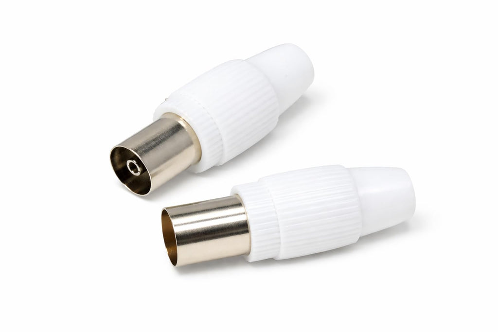 DRUT TV Female RF Socket Adapter, Screw-On Coax Connector for Freeview Aerial Cable, No Soldering Required, Easy Install TV Aerial Adapter for Coaxial Cable Connections