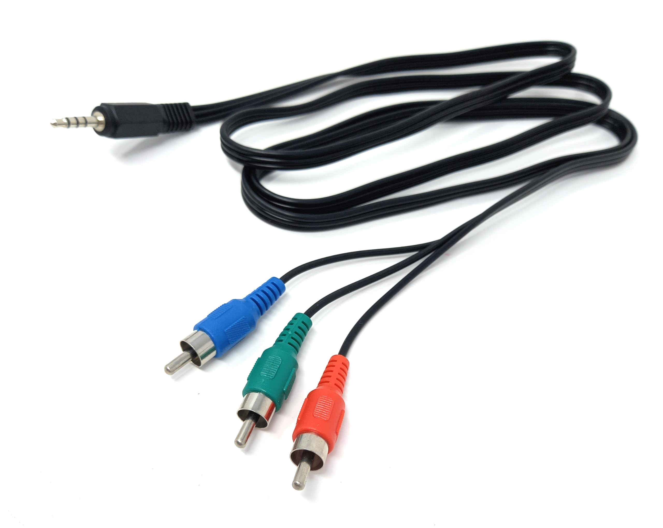DRUT 1.5m 3.5mm 4 Pole Jack to Triple RCA RGB Component Video Cable, TRRS to AV Audio Video Lead for TV, DVD Player, Camcorder, Projector, Set Top Box & Multimedia Devices
