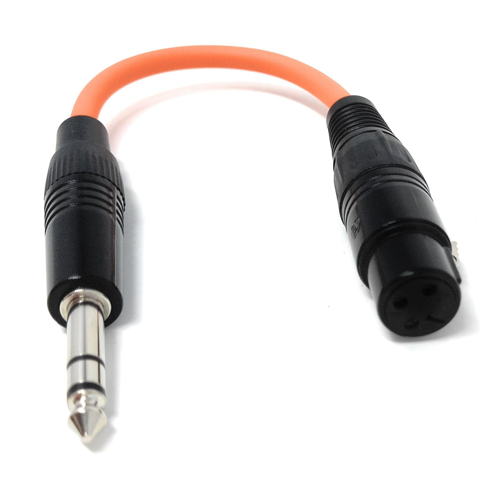 DRUT XLR 3-Pin Female to 6.35mm Stereo TRS Jack Adapter Cable, 20cm Audio Lead for Professional Audio Equipment, Orange