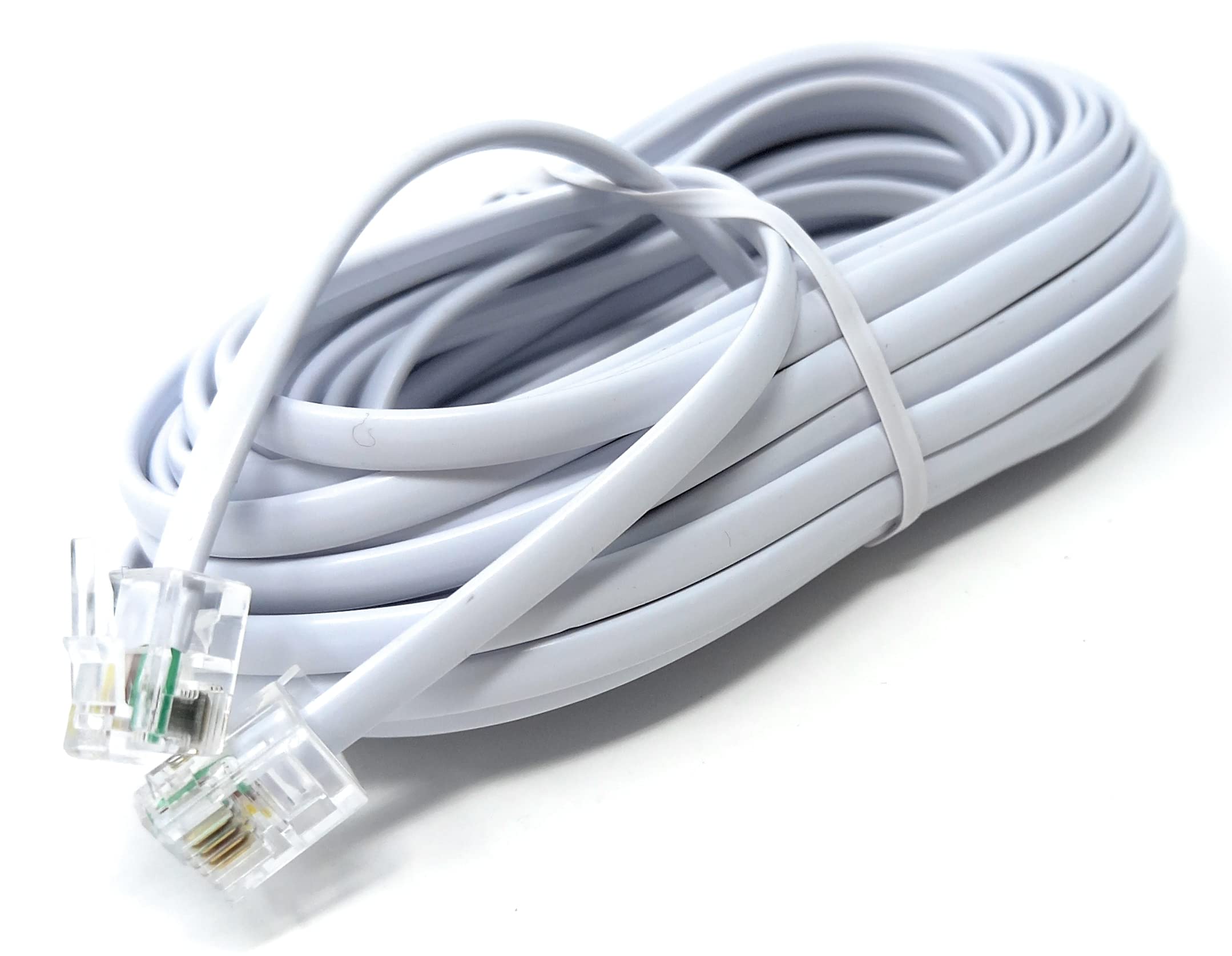 DRUT RJ11 to RJ11 Telephone Landline Cable ADSL (6P4C) Flat Lead High Speed BT Internet Broadband Male to Male Router, Modem, Phone Extension Wire