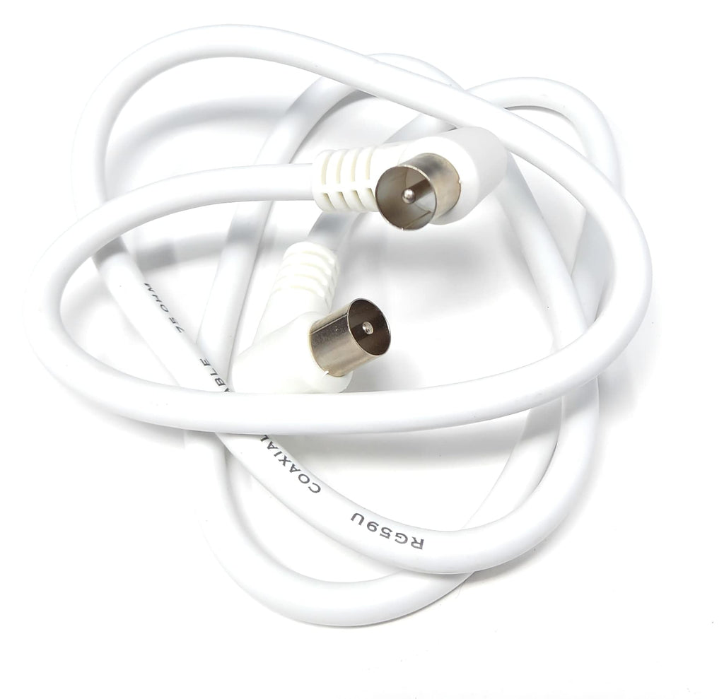 DRUT TV RF Right Angle 90' Male Plug to Male Plug Coaxial TV Freeview Cable Lead 75 Ohm