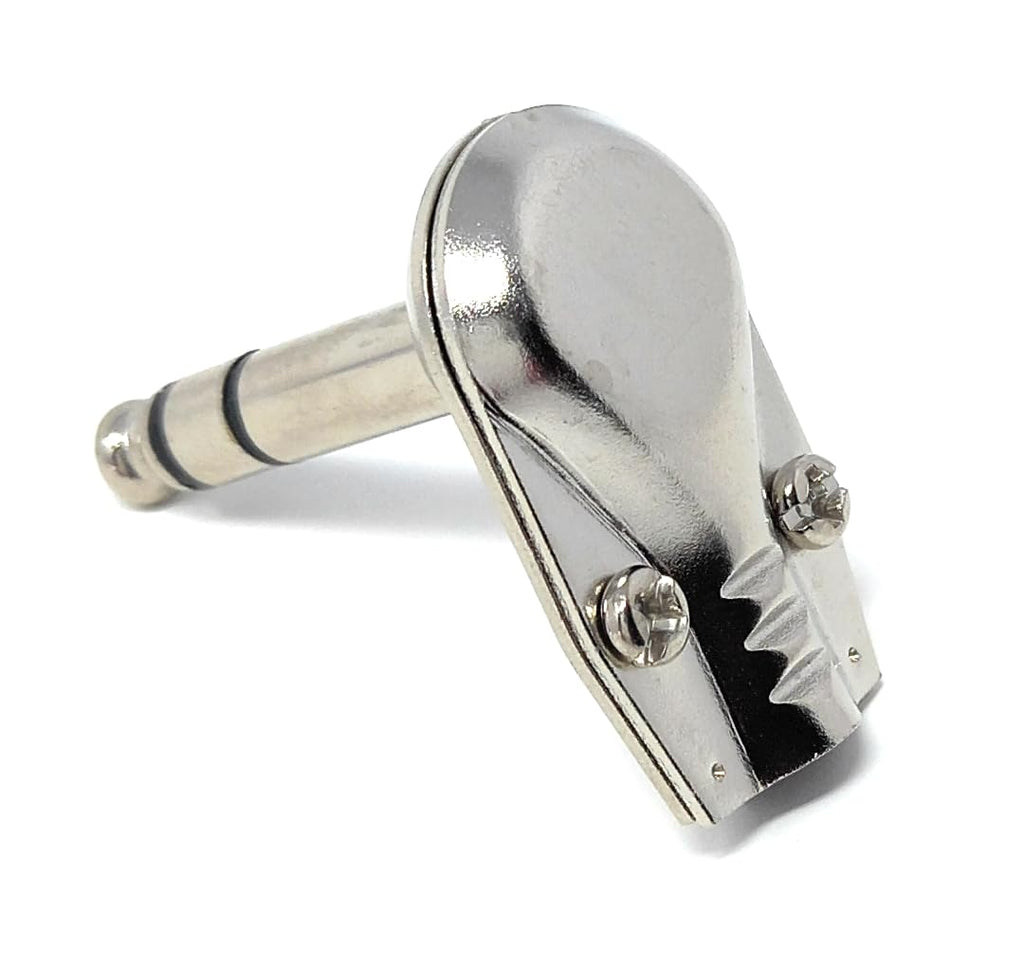 6.35mm Stereo 1/4 90 Degree Right Angle TRS Solder Plug, Flat Pancake Style, DIY Audio Connector