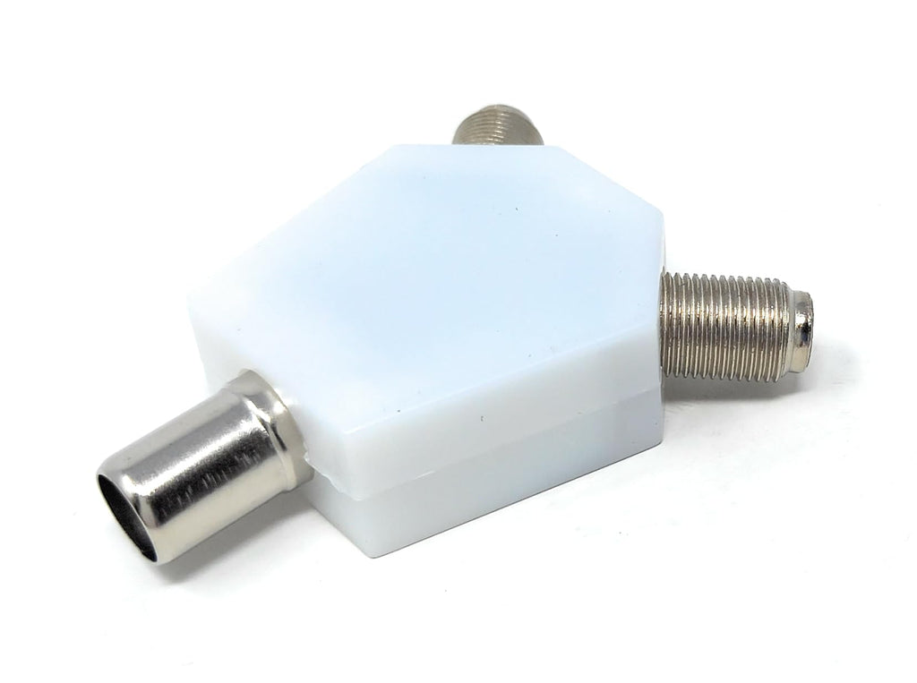 DRUT TV Aerial Male to 2 x F-Type Screw Female Connector Splitter Coax Cable Adapter