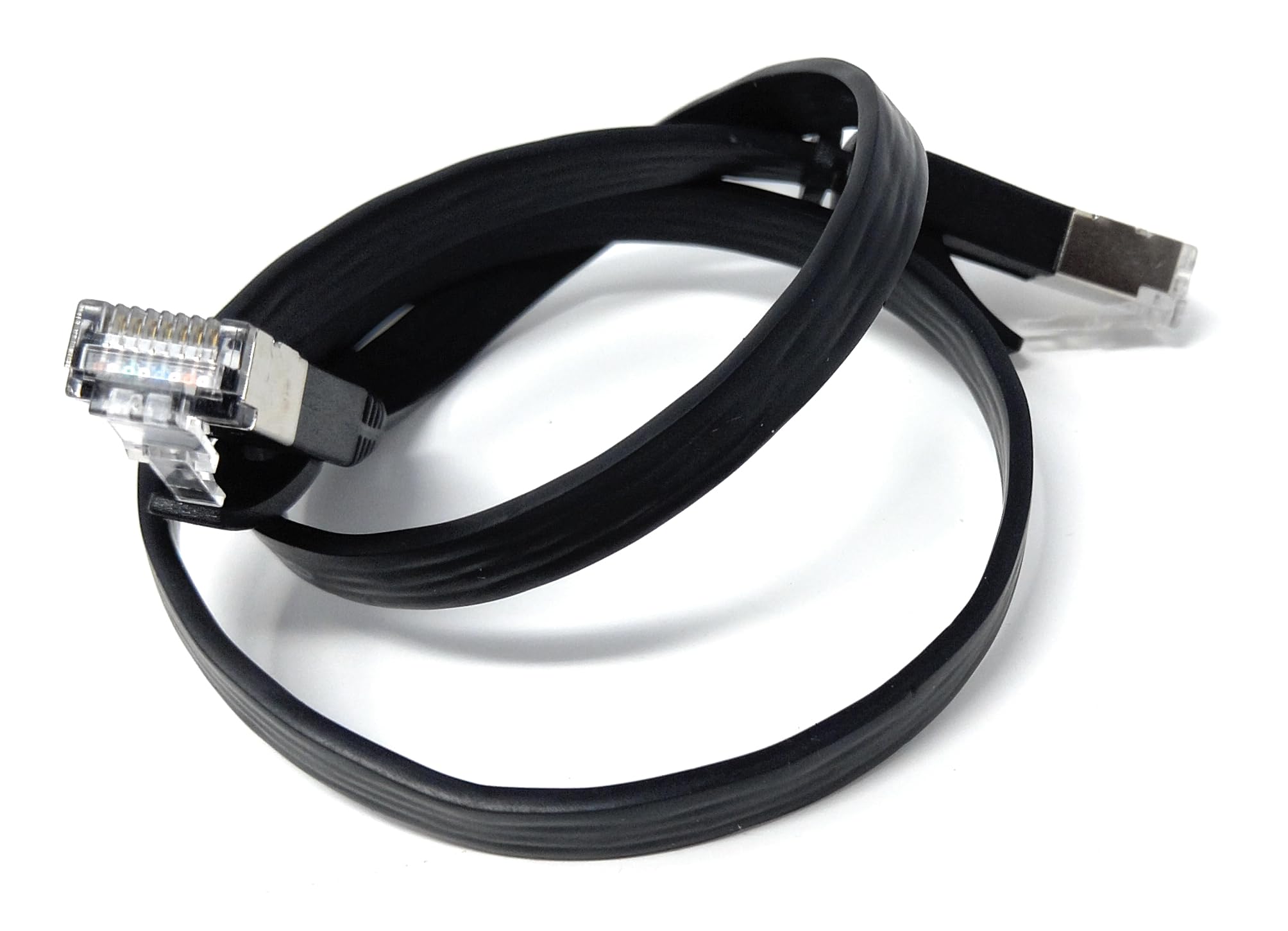 DRUT 0.5m Flat CAT6a/Cat6 Shielded S/STP 500MHz RJ45 Ethernet LAN 10 gigabit connections, Full Copper Cable Lead, for Routers, Switches, PCs, Gaming Consoles 1.6ft Black