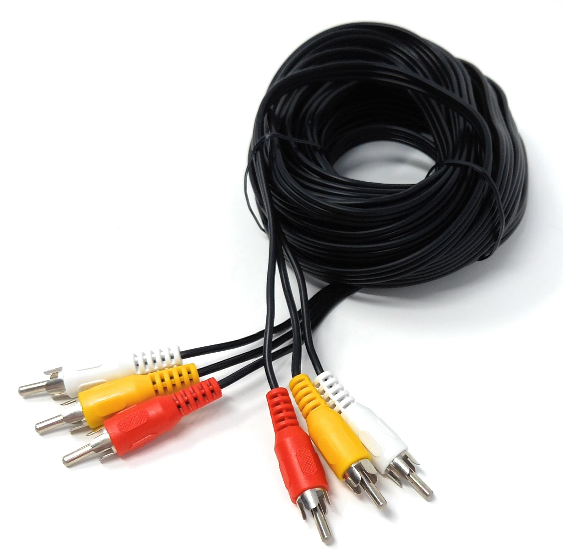 DRUT Triple 3 x RCA to RCA Phono Plugs to Plugs Composite, Audio Video Male to Male Cable Lead Nickel Contacts