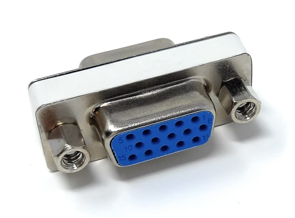 DRUT VGA Socket to Socket HD15 SVGA Gender Changer Cable Adapter Coupler, Female to Female, All Pins Connected