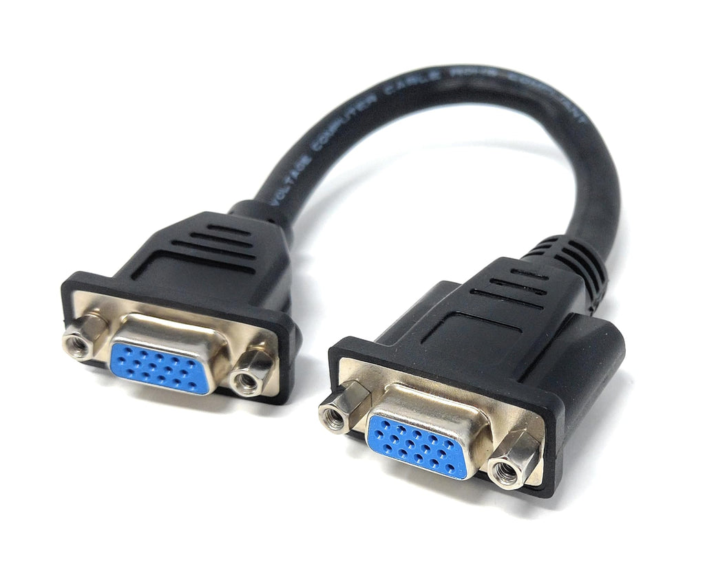 DRUT 15cm 15-Pin VGA Female to Female Panel Mount Adapter, Gender Changer Lead Cable (DB15/HD15) Extension Cable 0.5ft.